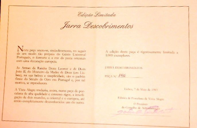 Jarra V.A. nº 896 da ed/limit1000 ex XVII expo-Arte Cultura 1982