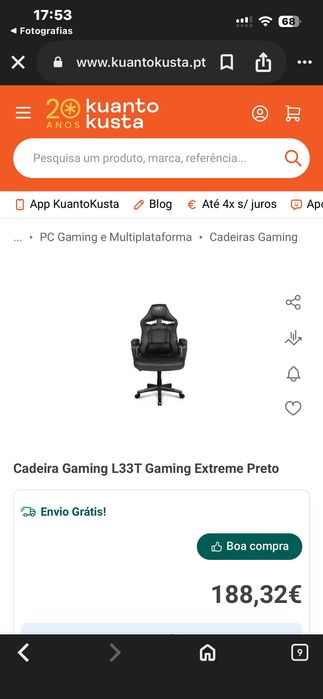 Cadeira gaming L33T Usada