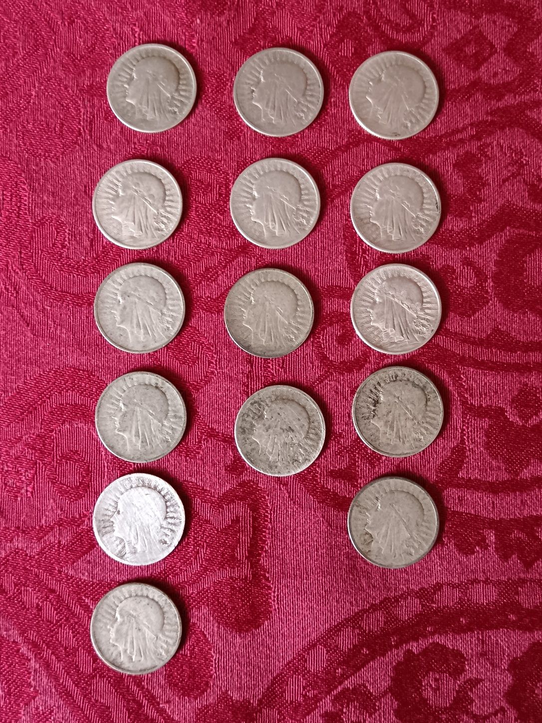 2 złote - Głowa kobiety - srebro - zestaw 15 sztuk