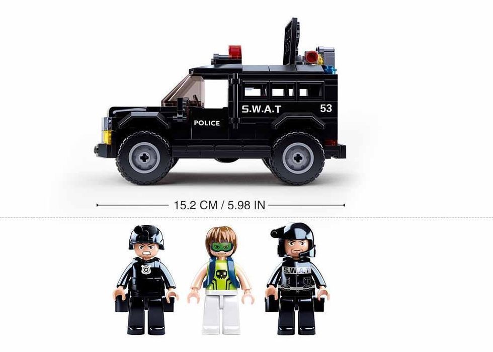 Nowe KLOCKI SLUBAN POLICE Jeep policyjny 293 Zabawka Dzień Chłopaka