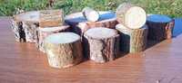 Pieńki drewniane, 10 sztuk, 8-15 cm, Plastry drewna, Dekoracje, Wesele