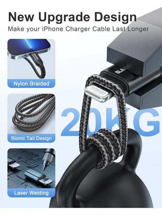 Zestaw 3 kabli do ładowania telefonu iPhone