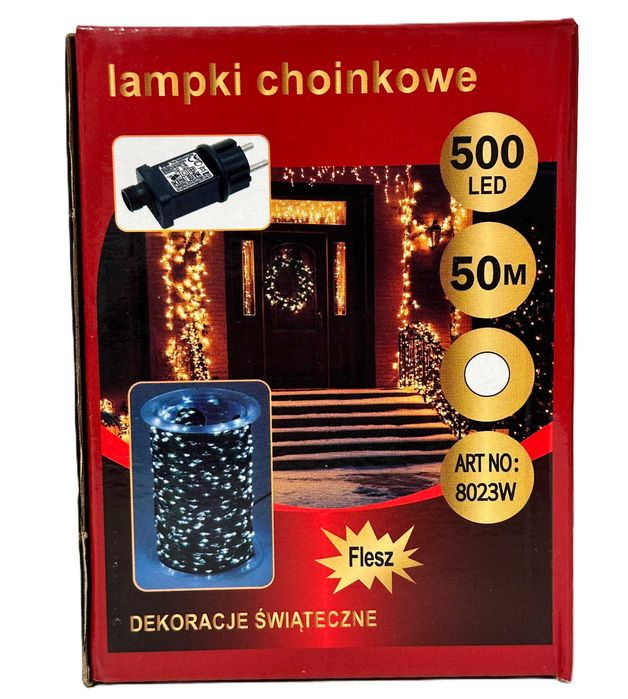 Lampki choinkowe 500 led 50 światełka druciki ryż girlanda zimny biały