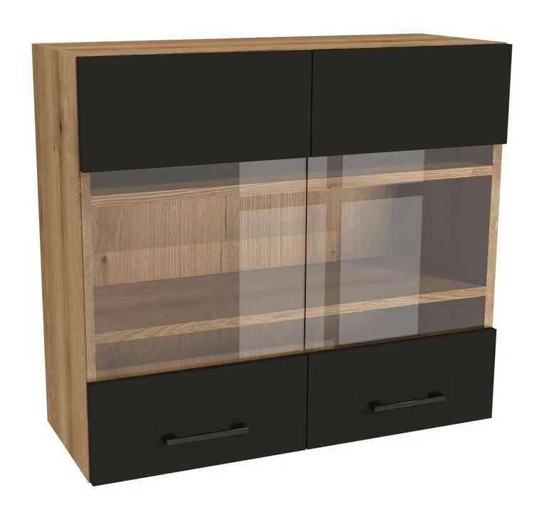 Zestaw mebli kuchennych presto 240x180 cm płyta laminowana czarna