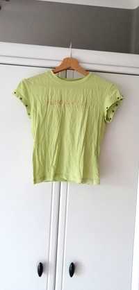 zielona limonkowa oliwkowa bluzka 36S 34XS khaki t-shirt zielony