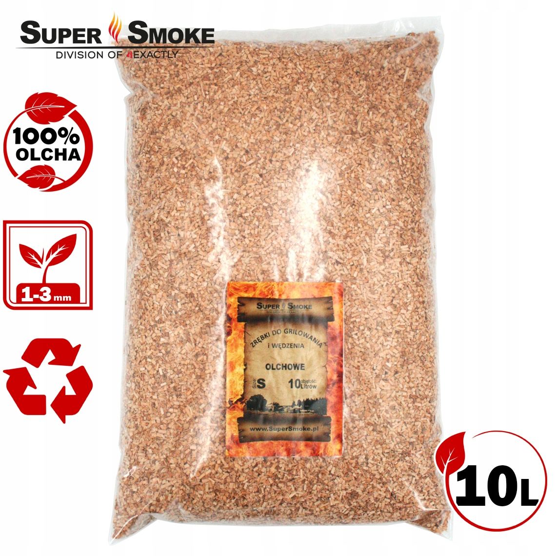 Zrębki Wędzarnicze Super Smoke OLCHA KL-02 (1-3mm) Small 10L Borniak