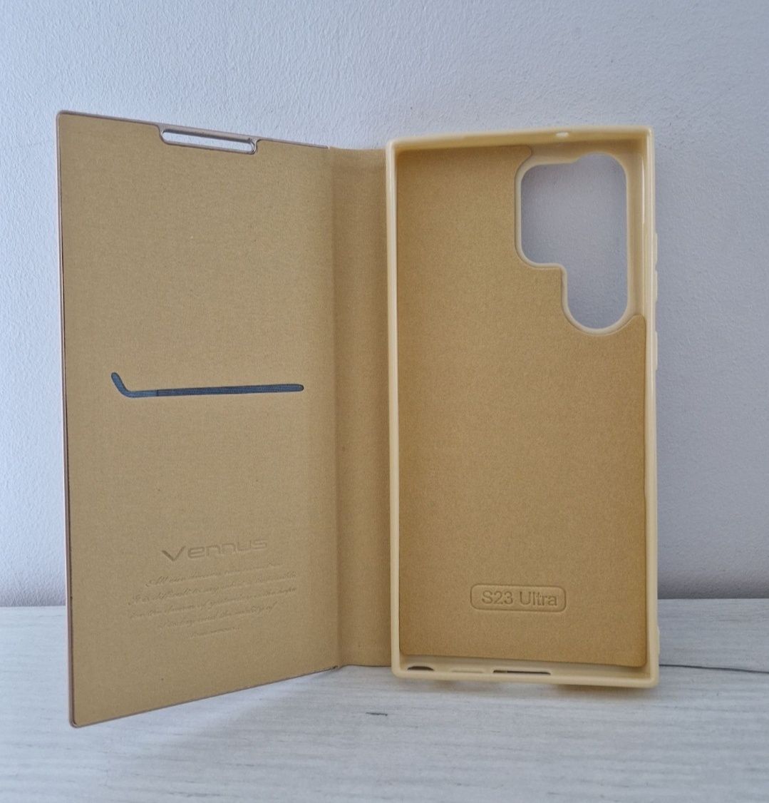 Kabura Vennus Book z ramką do Samsung Galaxy S21 Ultra złota