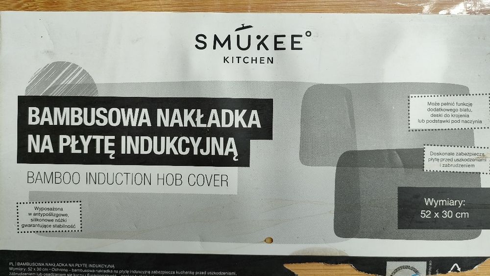 Nakładka na płytę indukcyjną bambusowa/deska do krojenia 52x30cm.