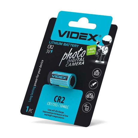 Батарейка літієва Videx CR2 1шт BLISTER CARD 23458