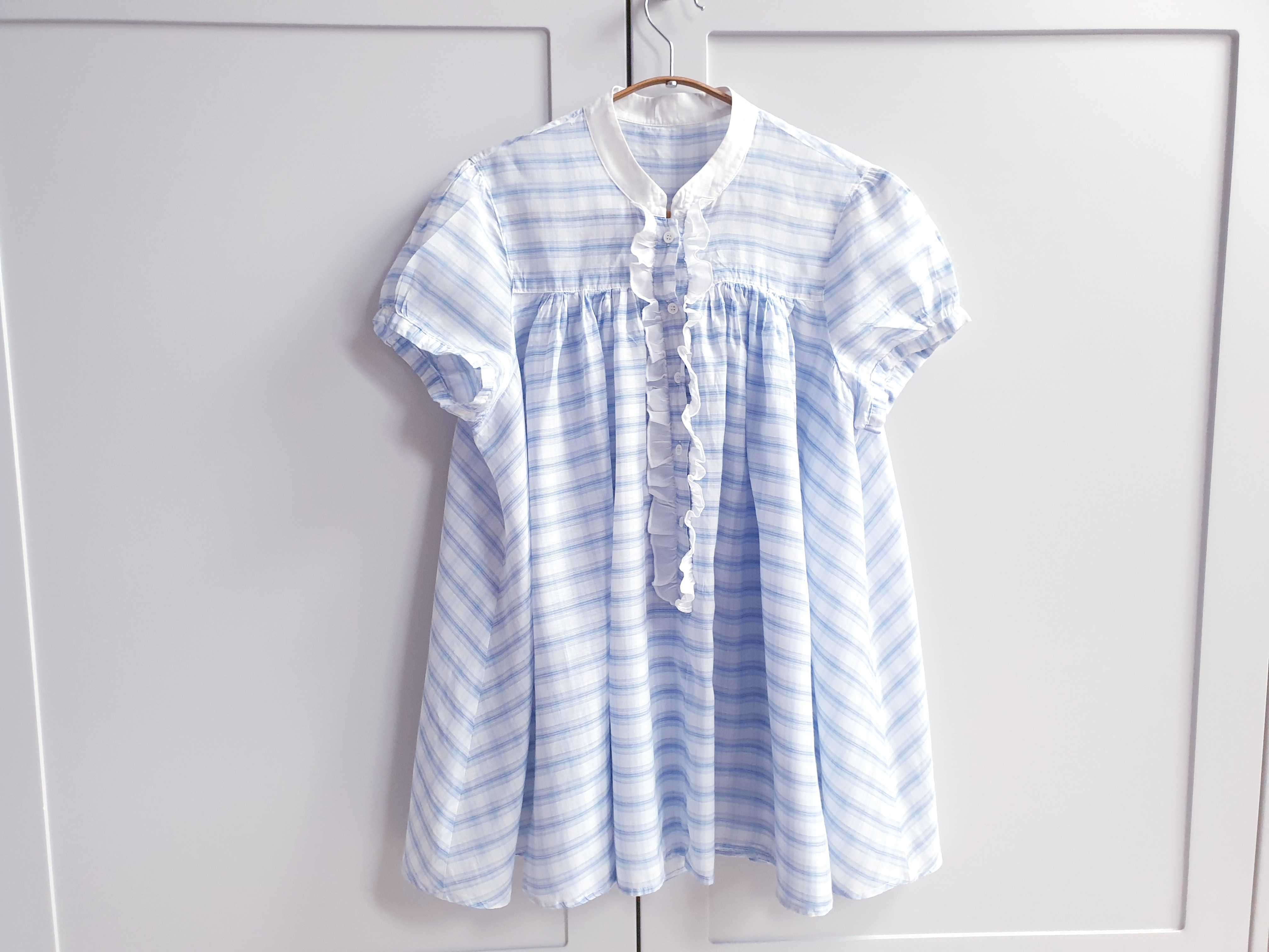 Biała niebieska bluzka koszula jedwabna oversize Custommade 36 38