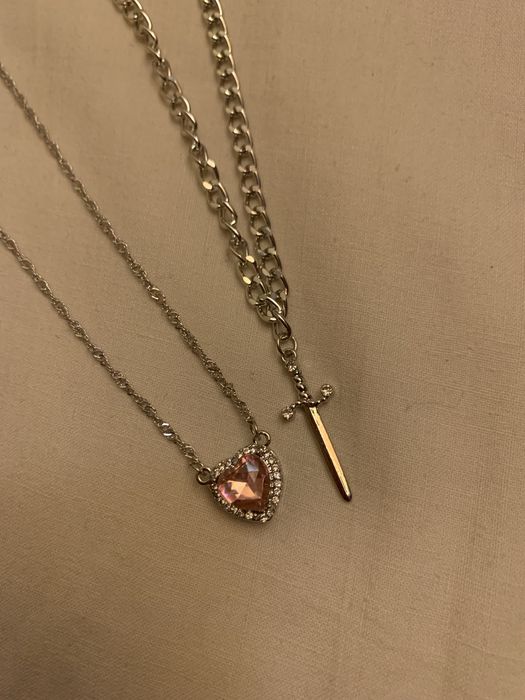 парний кулон серце та меч