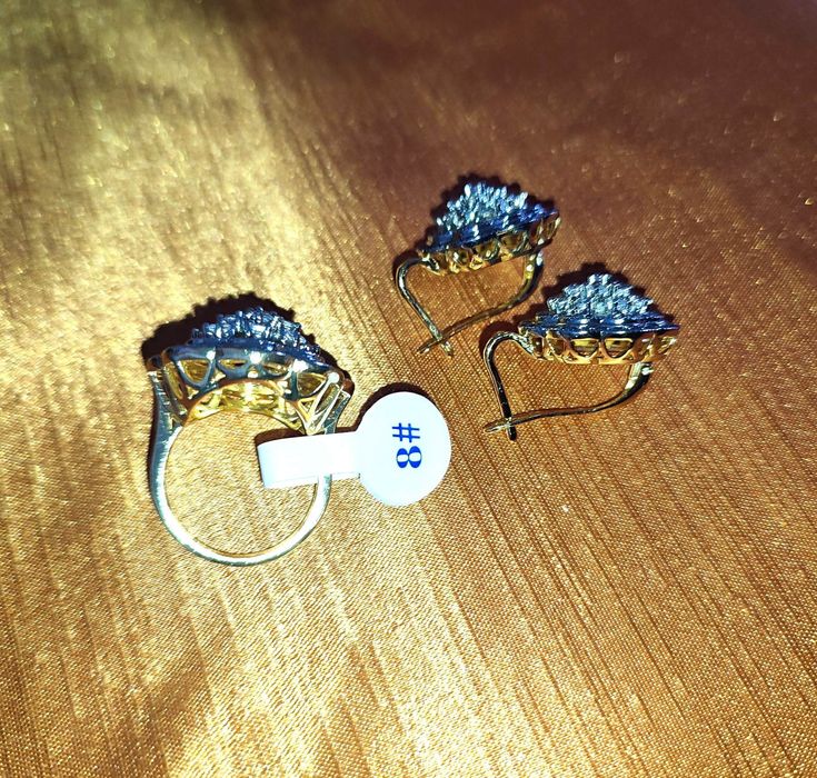 Позолота 14 карат белая/желтая, ювелирная бижутерия серьгии кольцо 18р