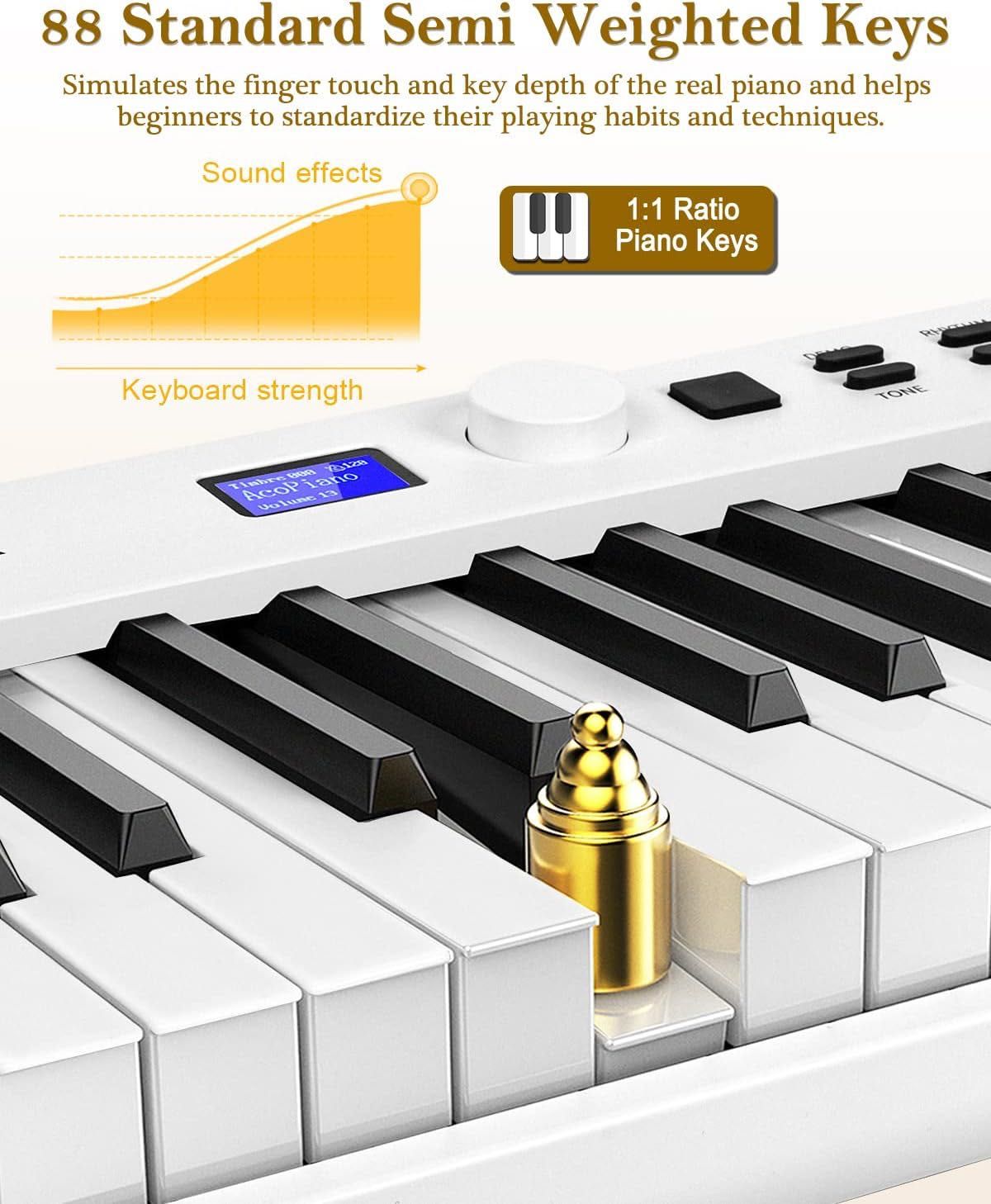 Vangoa 88 Klawiszowa Elektroniczna Klawiatura Pianina Składana
