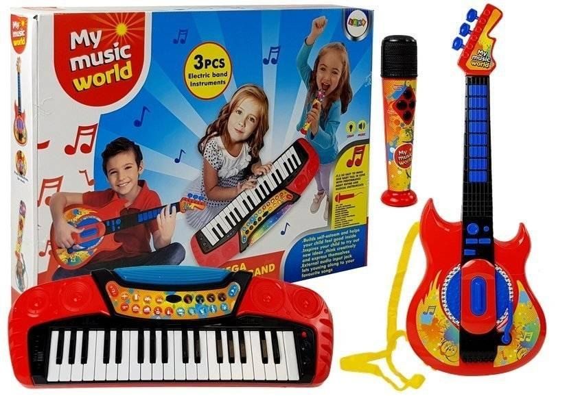 muzyczny 3 w 1 gitara keyboard mikrofon
