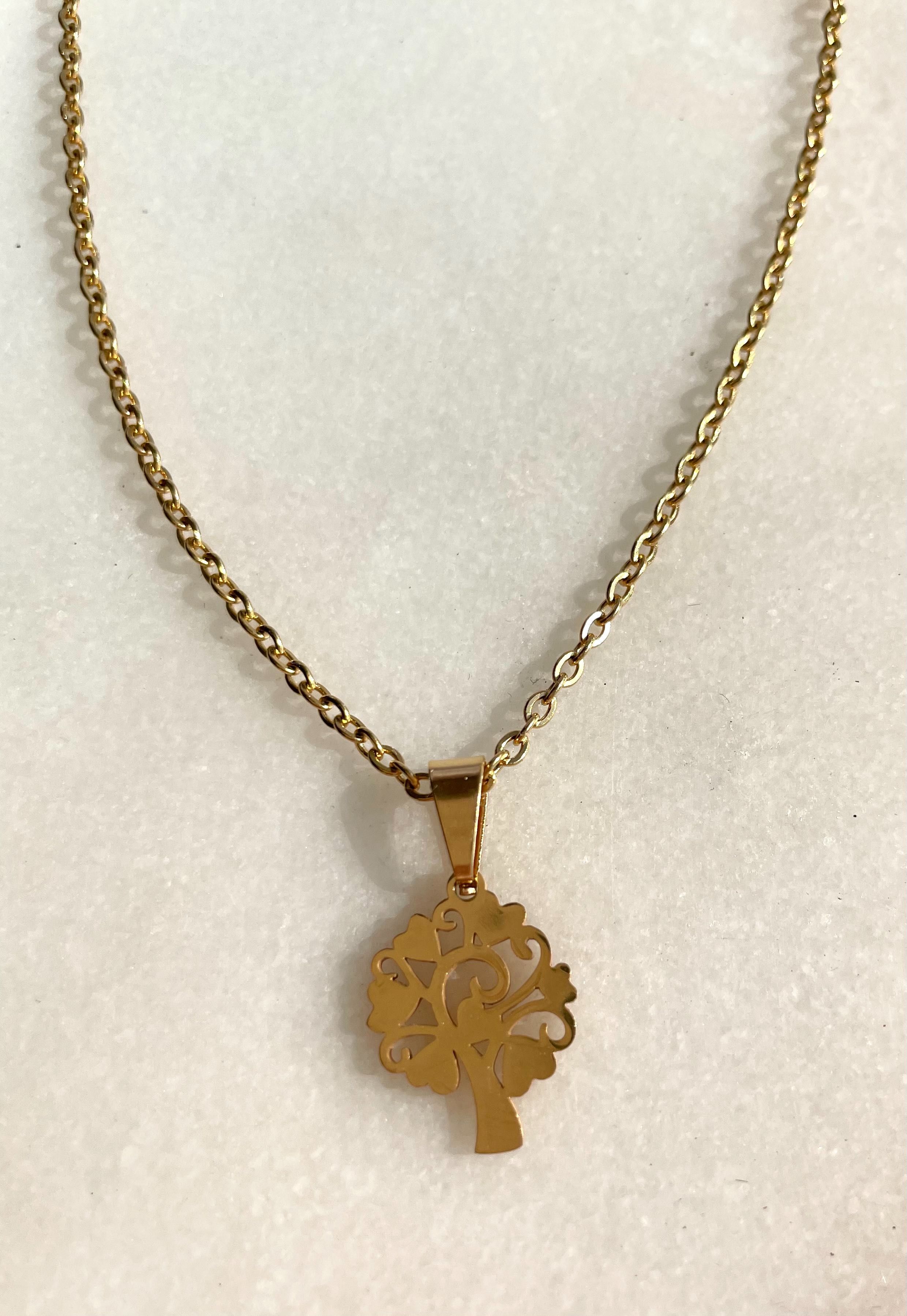 Fio e medalha Árvore da vida - aço inoxidável