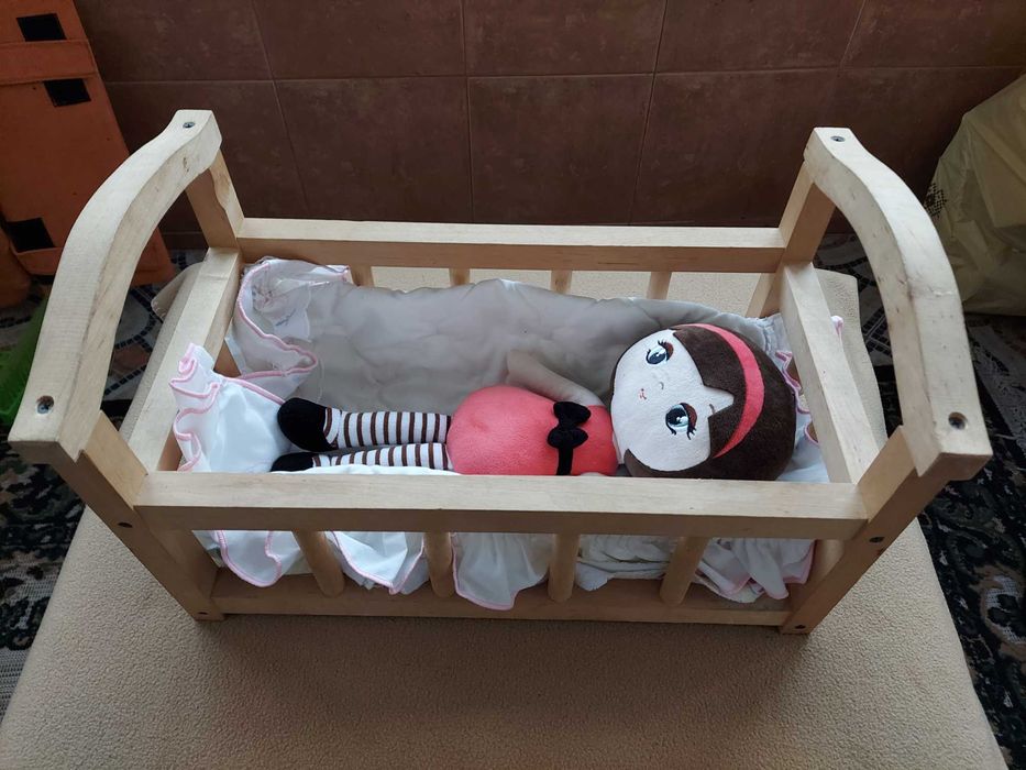 Ліжко-колискова для ляльки, дерев'яне добротне