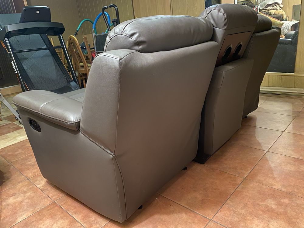 Kanapa skórzana Vente Unique Evasion z funkcją relax-czekoladowy brąz