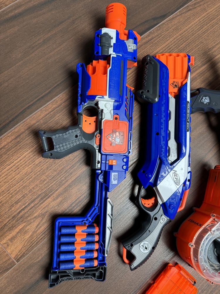 3 x nerf roughcut, rampage, stockade,3 magazynki