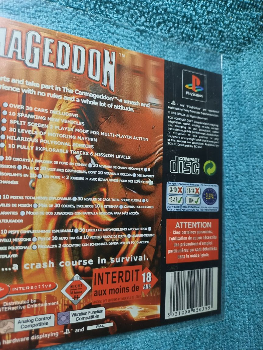 PlayStation 1 Carmaggedon Okładka Tylnia