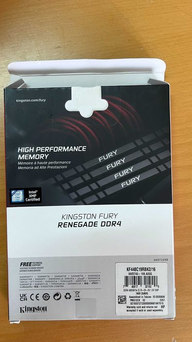 Memória RAM Kingston 16GB Fury Renegade Black (2x 8GB) 4800Mhz DDR4