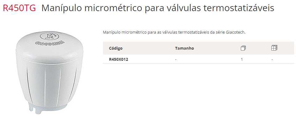 Manípulo para válvula (ou torneira) de radiador da marca Giacomini