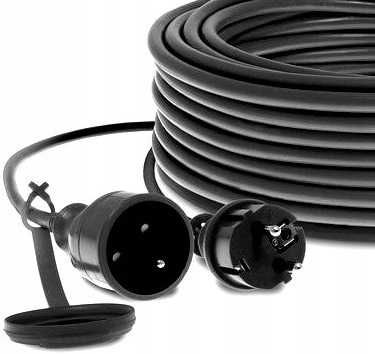 PRZEDŁUŻACZ BUDOWLANY Ogrodowy Gruby 3 x 2,5mm 30m czarny kabel