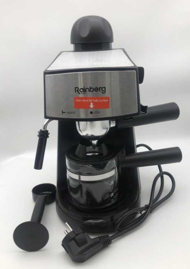 Кофемашина Rainberg RB-8111 кофеварка рожковая с капучинатором 2200W