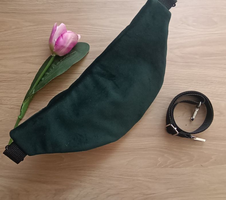 Nerka torebka saszetka patchworkowa zieleń pudrowy róż handmade