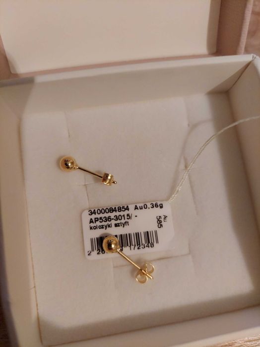 Kolczyki złote pr. 585 - kuleczki / kulki