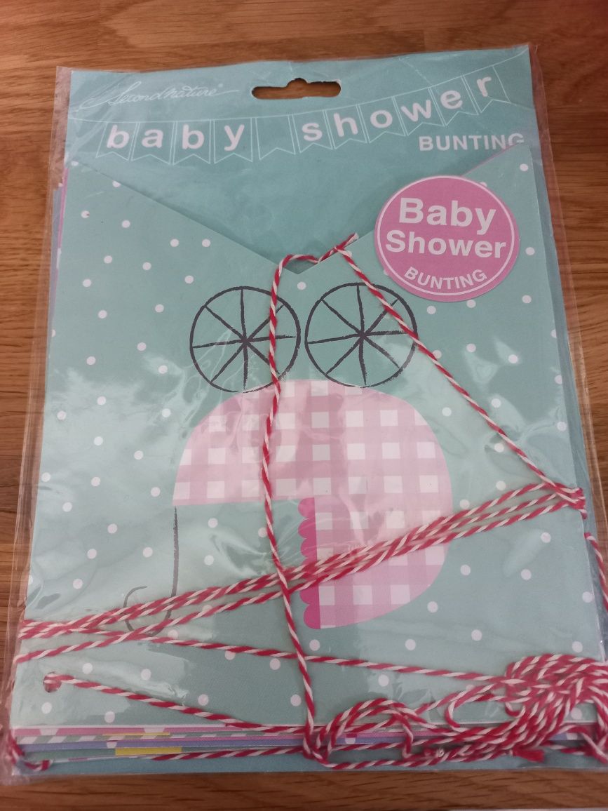 Ozdoba girlanda napis na baby shower 2 szt. Plus nowa kartka karnet