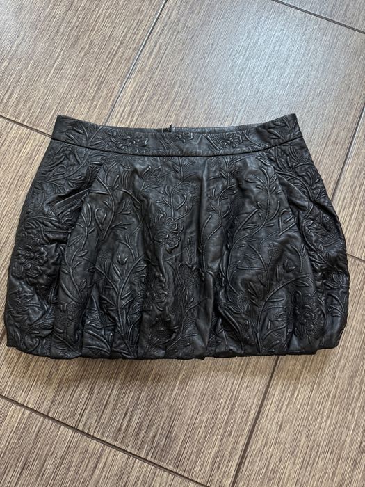 спідниця-балон з натуральної шкіри з рельєфним візерунком Munthe