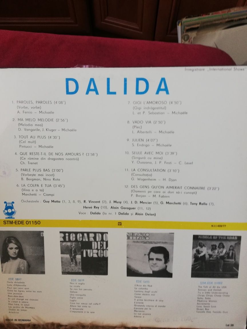 Dalida  płyta winylowa Paroles, Paroles