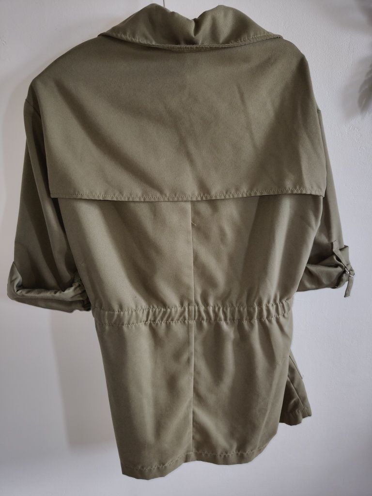 Markowy trencz kurtka parka wiosna lato rS Stradivarius khaki oliwkowa