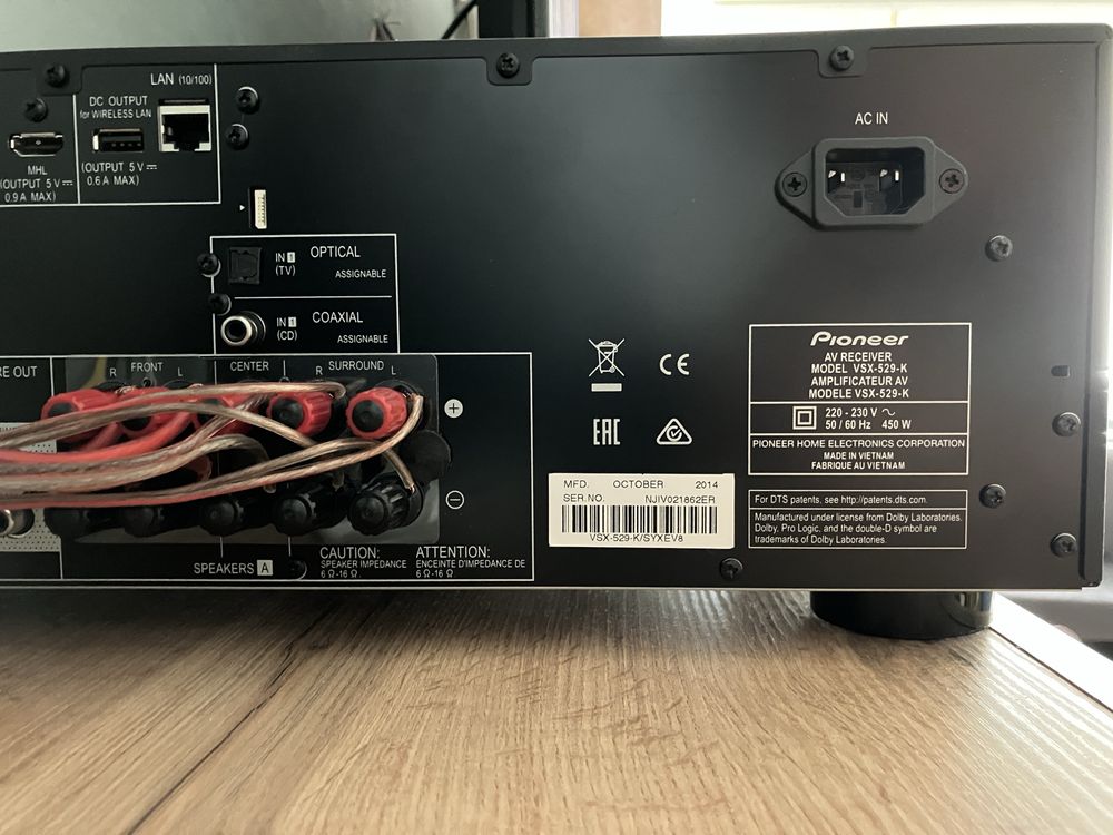 Pioneer VSX 529 Amplituner amp iOS Android FM CD BD DVD HDMI 4K 60p