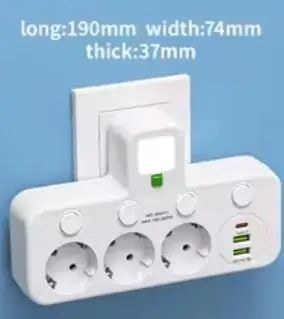 Мережевий фільтр трійник тройник сетевой с подсветкой и 2 USB+Type-C