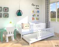 Łóżko wysuwane dla dzieci - Hania Low kolor biały