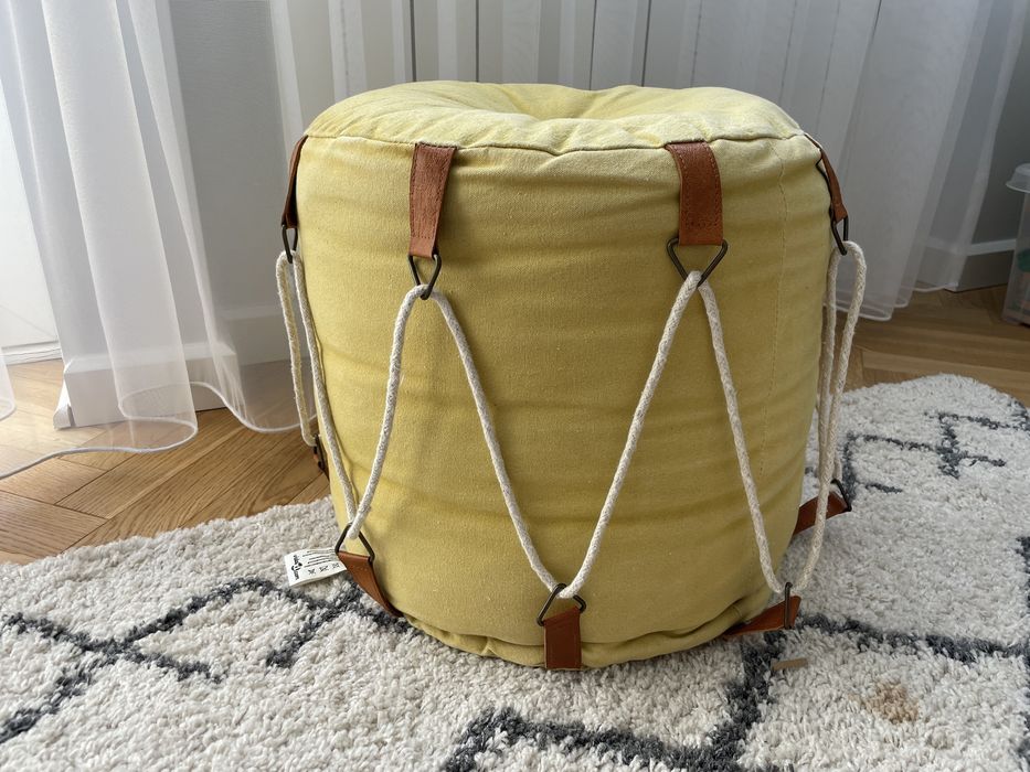 Puf żóły 40cmx40x vidaXL płótno bawełniane