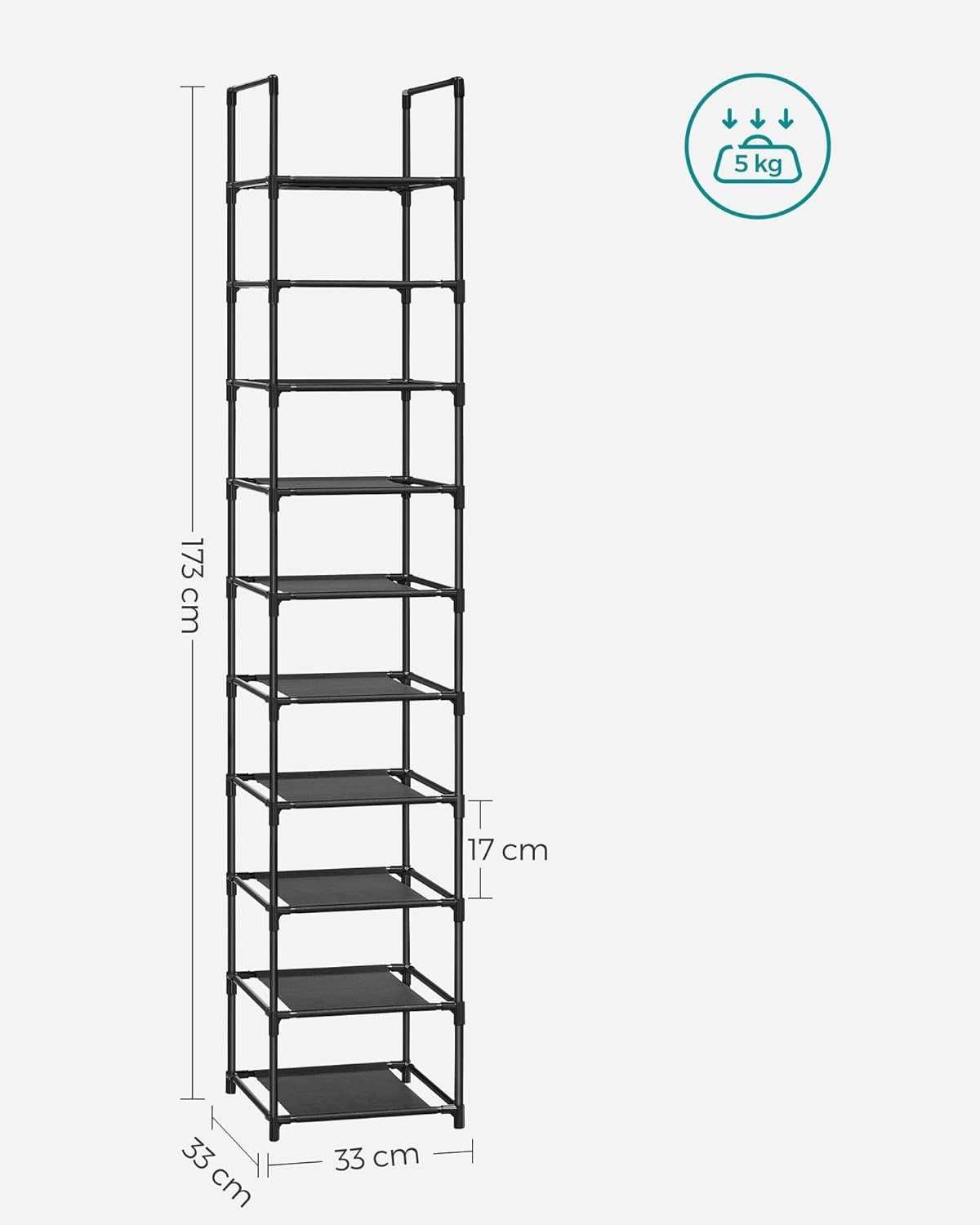 Regał na buty otwarta szafka na buty 33 x 33 x 173 cm organizer