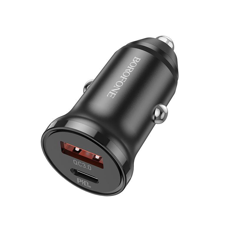 Borofone Ładowarka Samochodowa Bz18A - Usb + Typ C - Pd 20W Qc 3.0 18W