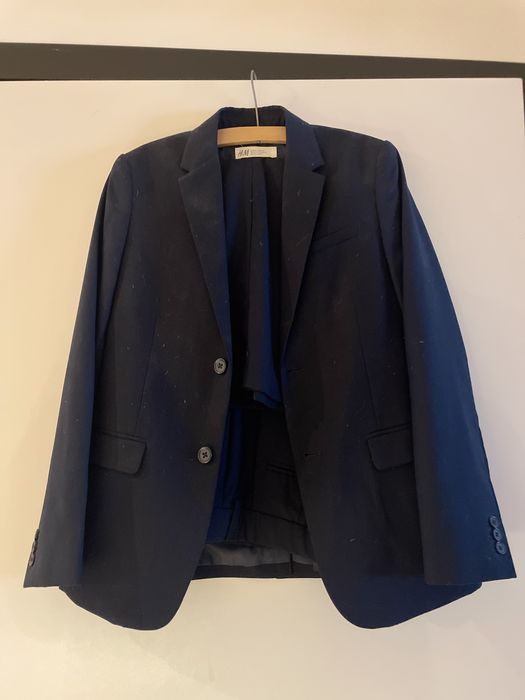 H&M granatowy GARNITUR chłopięcy 146