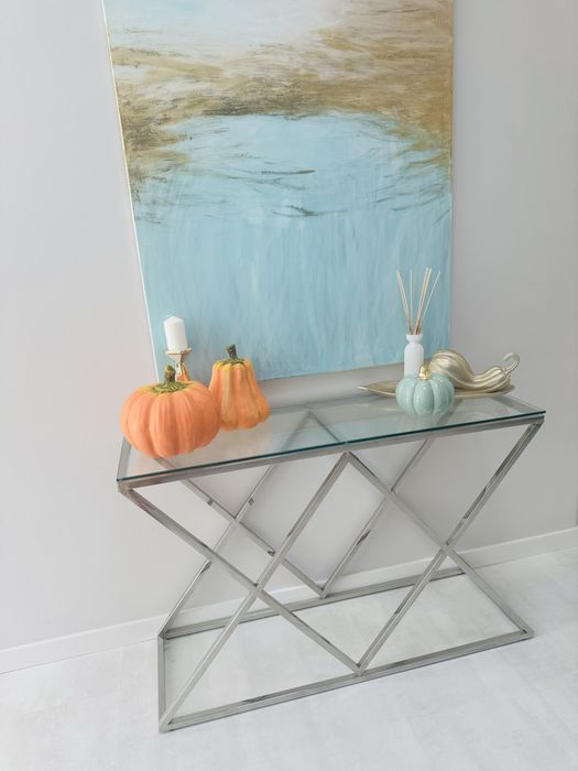 Konsola srebrna toaletka stolik glamour nowoczesny