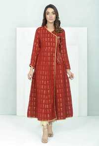 Nowa indyjska tunika sukienka narzutka M 38 L 40 czerwona złota bawełn