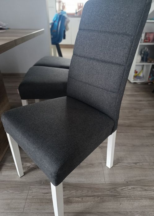 Komplet 6 krzeseł do jadalni salonu szare tapicerowane