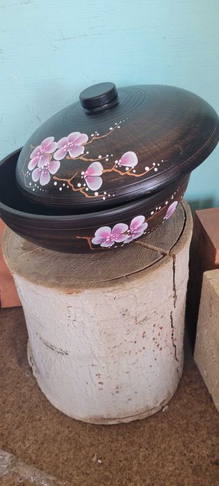 Набір посуду з червоної глини "До плову  " сакура .Пловниця