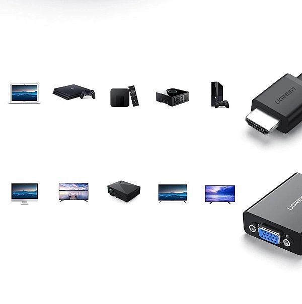 Ugreen adapter przejściówka HDMI - VGA micro USB / audio 3,5 mm mini j
