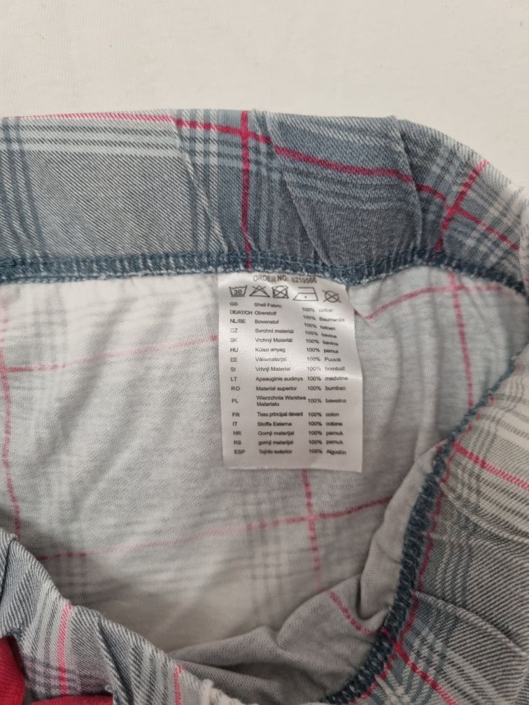 Bawełniane spodenki w kratę szaro niebiesko biało różowe piżamowe M