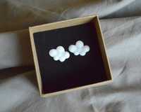 Clouds Kolczyki z porcelany, białe chmurki, rękodzieło, na prezent