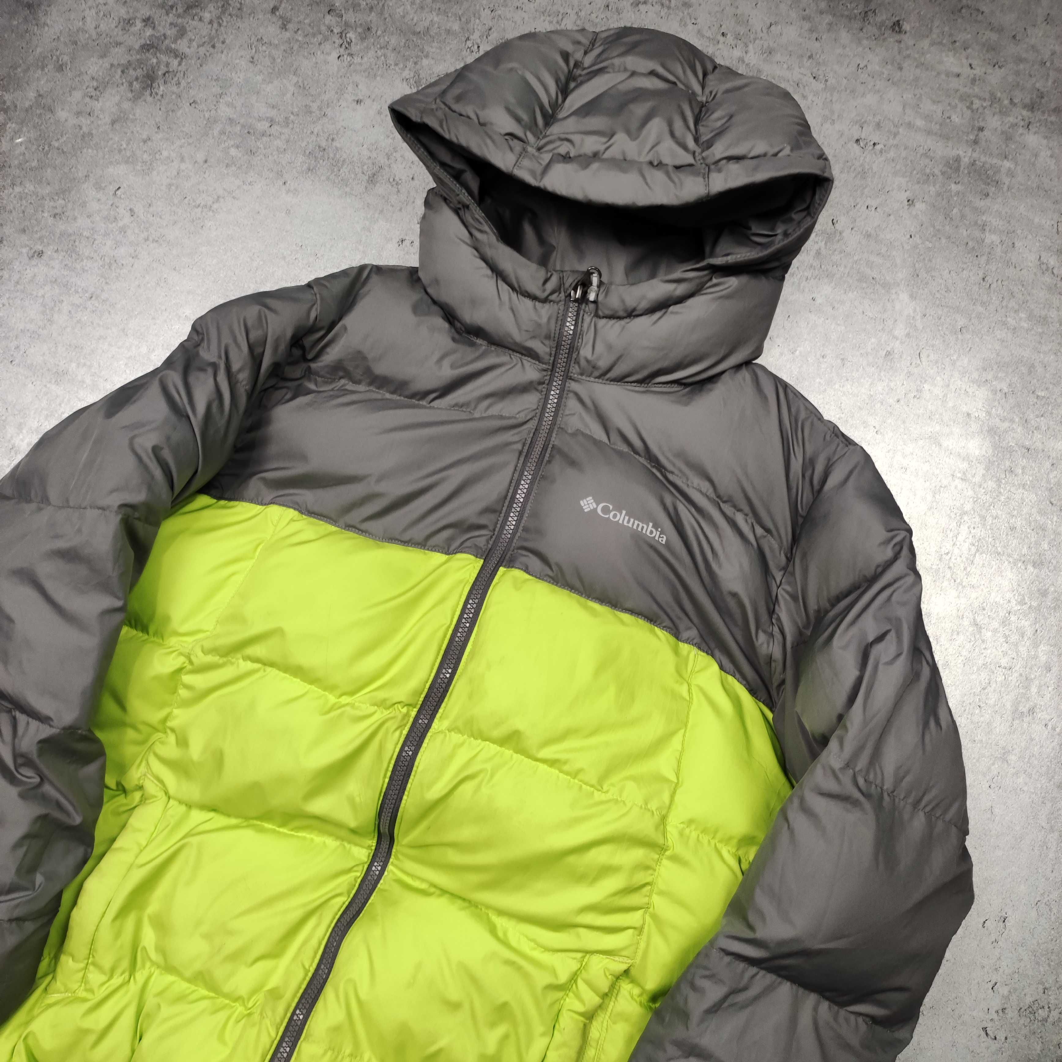 MĘSKA Kurtka PUFFER Syntetyk Columbia Szarno Neon Zimowa z Kapturem