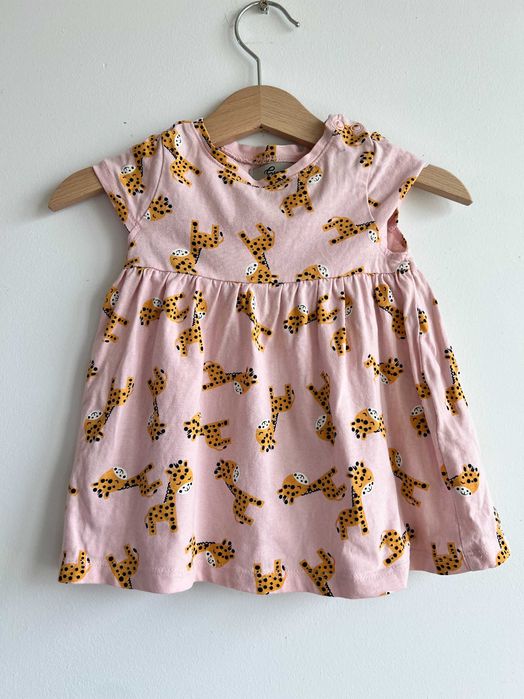 Sweetie sukienka niemowlęca dziewczęca letnia bawełna różowa żyrafy 68