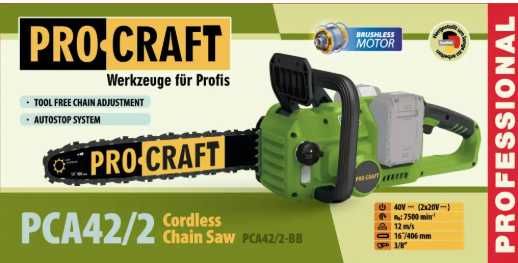 Procraft PCA42/2 • Ланцюгова пила 40В • Без АКБ та ЗП • 3 роки